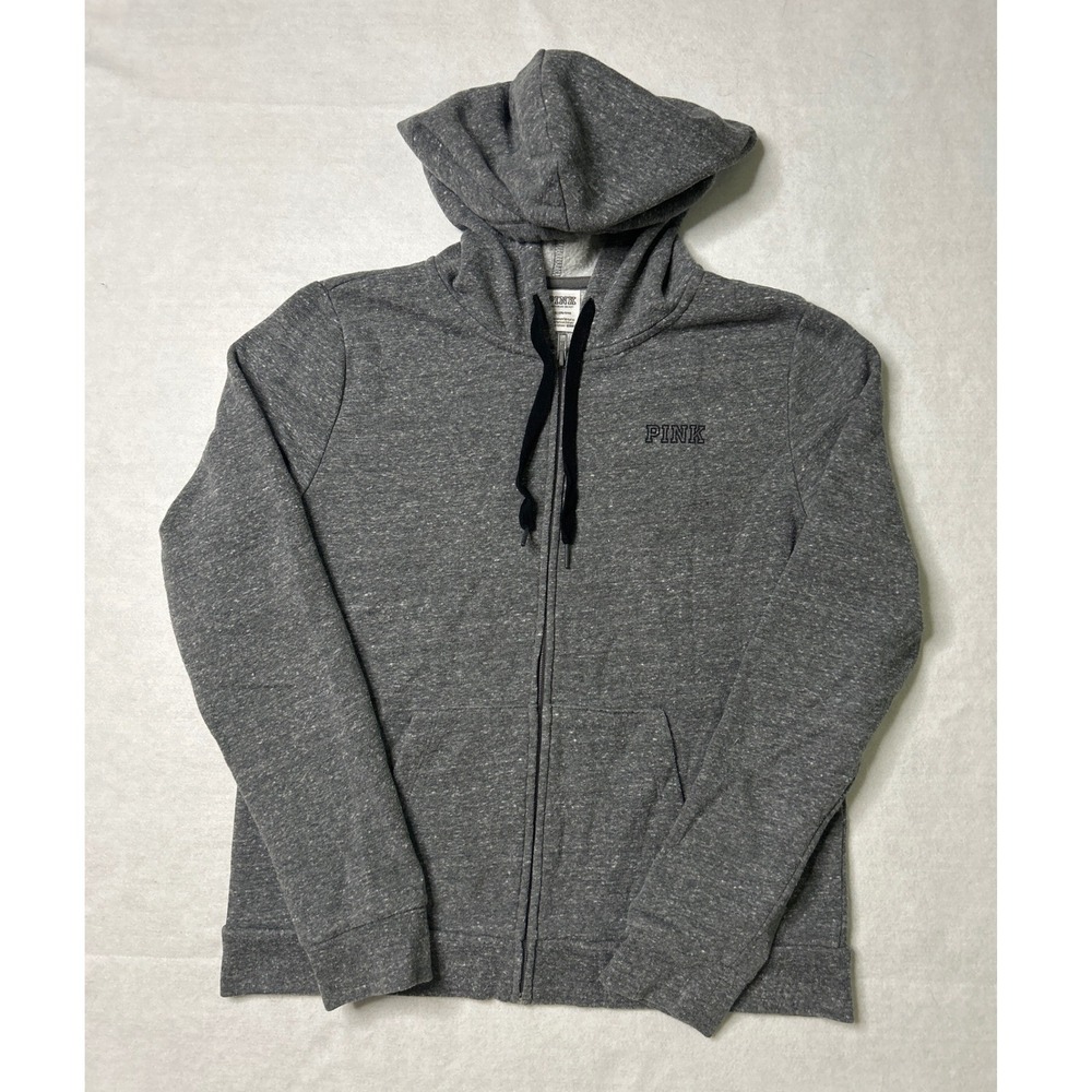 PINK Victoria's Secret Grey Full Zip Hoodie Large Sweatshirt